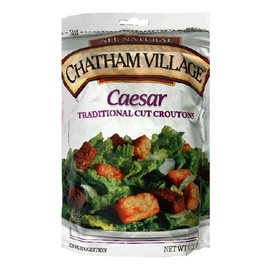 Chatham Village Homestyle Caesar Croutons, Garlic and Butter Flavored, 5-Ounce Bags (Pack of 12)