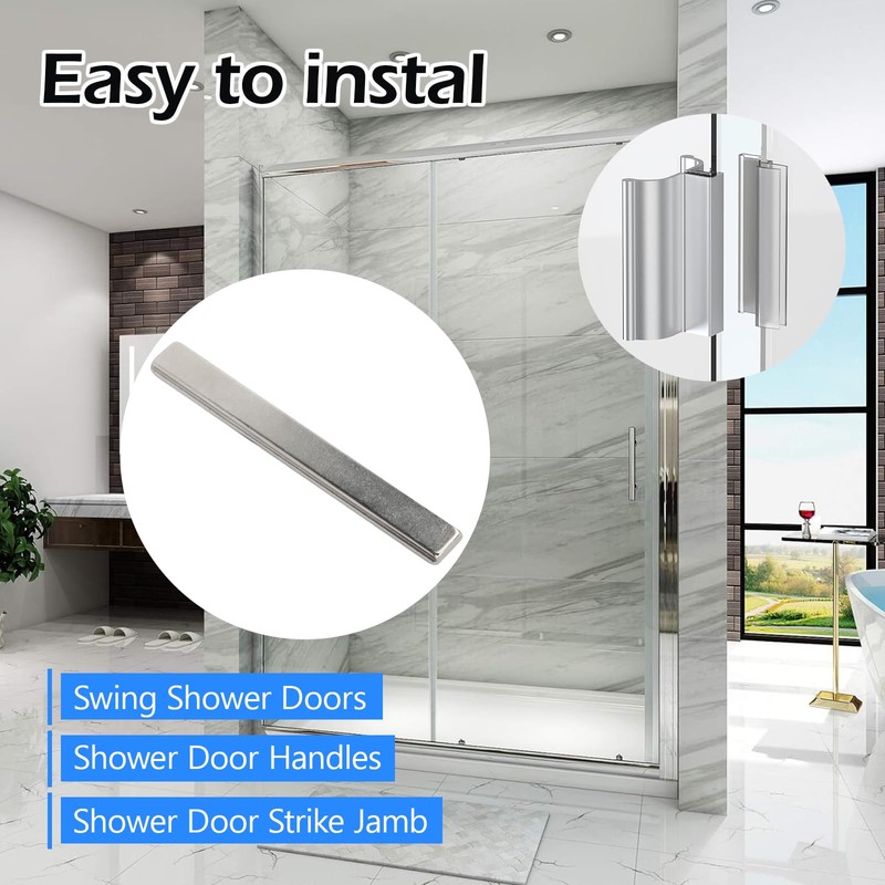 Shower Door Magnet- 3" Long Glass Shower Door Magnet Replacement（Sliver