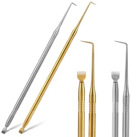 2 in 1 Lash Lift Tool Kit,2 Pieces Stainless Steel Lash Lift and Tint Kit Professional Lash Lift Supplies Metal Lash Lift Rods Eyelash Separator Tool with Separating Comb (Gold & Silver)