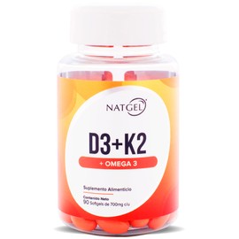 NatGel Vitaminas D3 + K2 y Omega 3 | Formula avanzada para Salud General, Óseo, Cardiovascular y Cerebral | 90 Softgels de 700mg