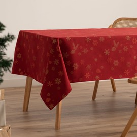GAMUSI Christmas Tablecloth Jacquard Gold Yarn Dining Table Rectangular Christmas Decoration 140x200cm Red