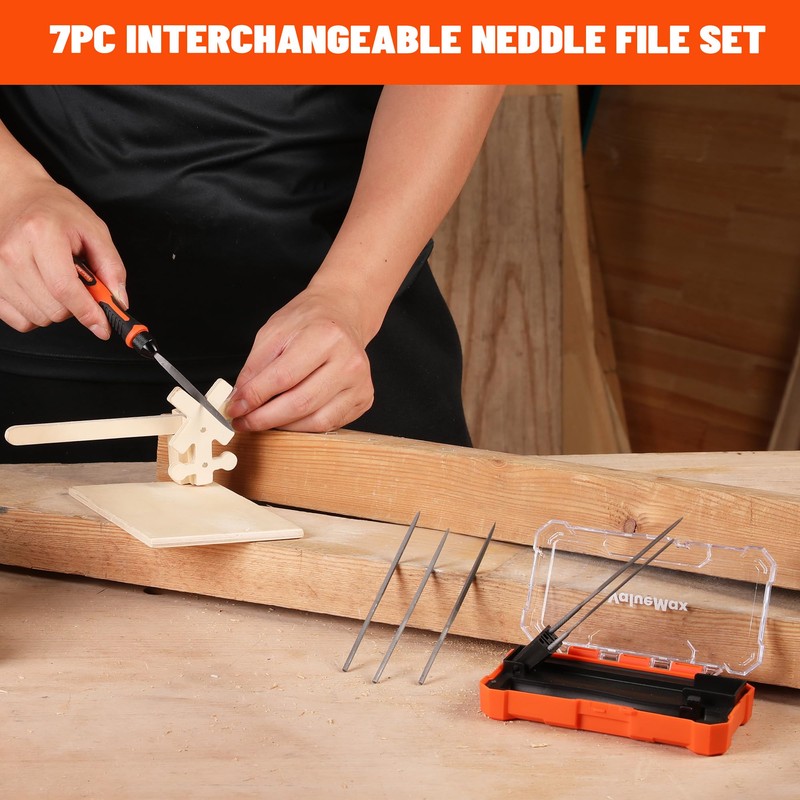 ValueMax Needle File Set, Interchangeable Mini Wood Metal File Set,