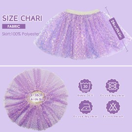 velado Girls Sequin Skirts Waist Elastic 3 Layered Sparkly Tulle Skirt Tutu for Cosplay Party Ballet Dance Birthday Dress Up (AU, Alpha, One Size, Regular, Purple)