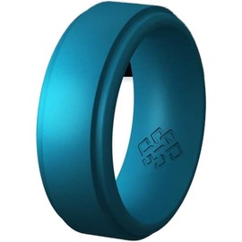 Knot Theory Anillos de silicona con borde escalonado para hombre, anillo de boda de goma transpirable de 9 mm en negro, oro, plata, azul, verde o rojo