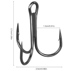 FORYNXHWIN 50 Piece Treble Hooks Set, Treble Fishing Hooks, Carbon Steel, Treble Hooks, Super Sharp