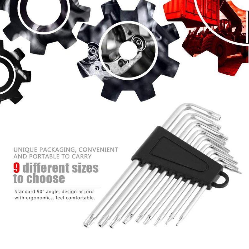 Allen Key 9 Pieces L-shape Wrench 804 Small Security Star