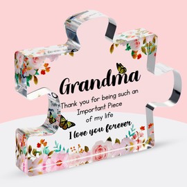 Gifts for Grandma - Engraved Acrylic Puzzle Piece - Mothers Day Adorable Grandma Presents for Birthday, Christmas, Thanksgiving Paperweights - Elegant Decorative Plaque with Lovely Quote - Chic Home