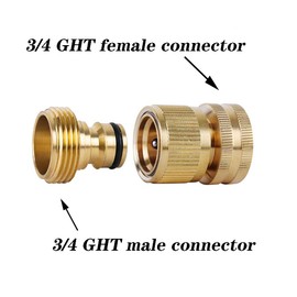 SHOWNEW Garden Hose Quick Connectors, Solid Brass 3/4 inch GHT Thread Easy Connect Fittings No-Leak Water Hose Male Female Value Pack (5)