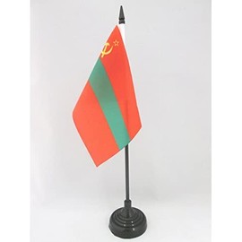 AZ FLAG Transnistria Table Flag 4'' x 6'' - Trans-Dniestr - Transdniestria Desk Flag 15 x 10 cm - Black plastic stick and base