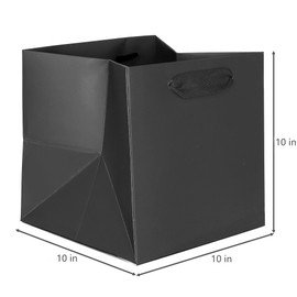 IN-JOOYAA Black Square Gift Bags Large Paper Bags Party Favor Bags with Rope Handle 10 Pcs (10 x 10 x 10 in, Black)