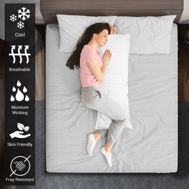 Pizuna Cotton Body Pillow Case White 1 PC, 400 Thread Count 100% Long Staple Combed Cotton Sateen Weave Long Body Pillow Cover 20x54 with 6 inch Flap (100% Cotton Body Pillow Cases)