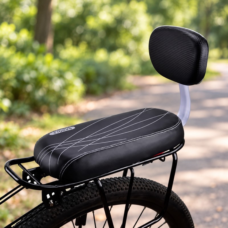 Bicycle Rear Rack Cushion for Passenger Seating – Padded Black