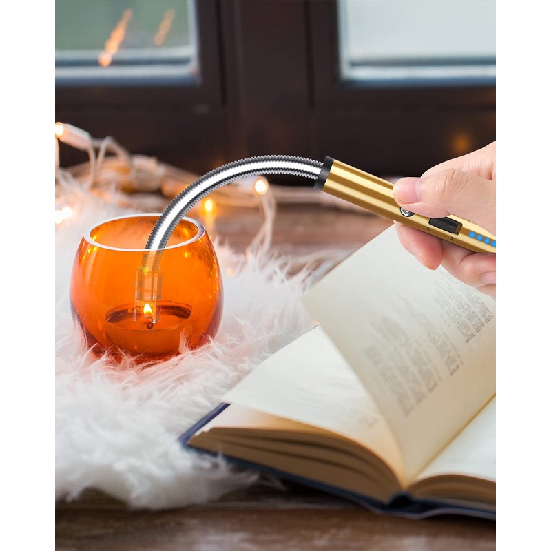 VEHHE Long Lighter, Rechargeable USB Arc Lighter with LED Battery