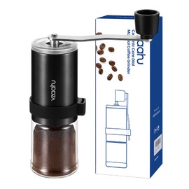 Vzaahu Kaffeemühle manuell mit Kegelmahlwerk,Einstellbare Grobheit,Konischer Keramikfräser,Tragbare Mühle für Home-Office-Reisen