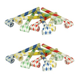 Beistle Pack of 16 Super-Tube Noiseless Blowouts in Red/Yellow/Green/Blue/White/Grey, Novelty Party Favors for Birthday Parties, Party Supplies, 16"