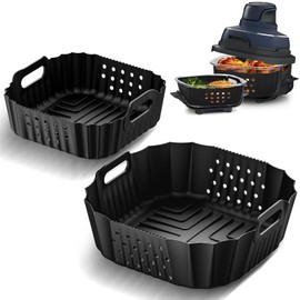 HOMELYLIFE Air Fryer Silicone Liners for Ninja Crispi FN101GY/FN101SG/FN101ST, Big Liner for 4 QT Glass Container & Small Liner for 6 Cups Glass Container, 2 Pcs Reusable Non-Stick Basket Accessories