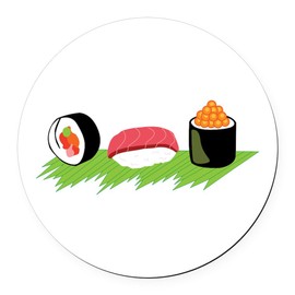 CafePress Maki Nigiri Ikura Sushi 5.5" Round Car Magnet Magnetic Bumper Display