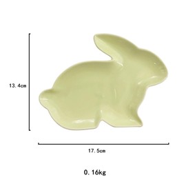 BinaryABC Bunny Rabbit Ceramic Plates,Easter Serving Dish Plate Appetizer Tray Dinner Plates Serving Tary Candy Plates (Green)