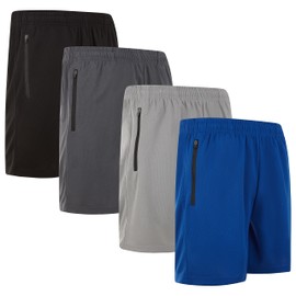 4 Pack: Men's 8" Athletic Running Quick Dry Mesh Shorts with Zipper Pockets (Available in Big & Tall)