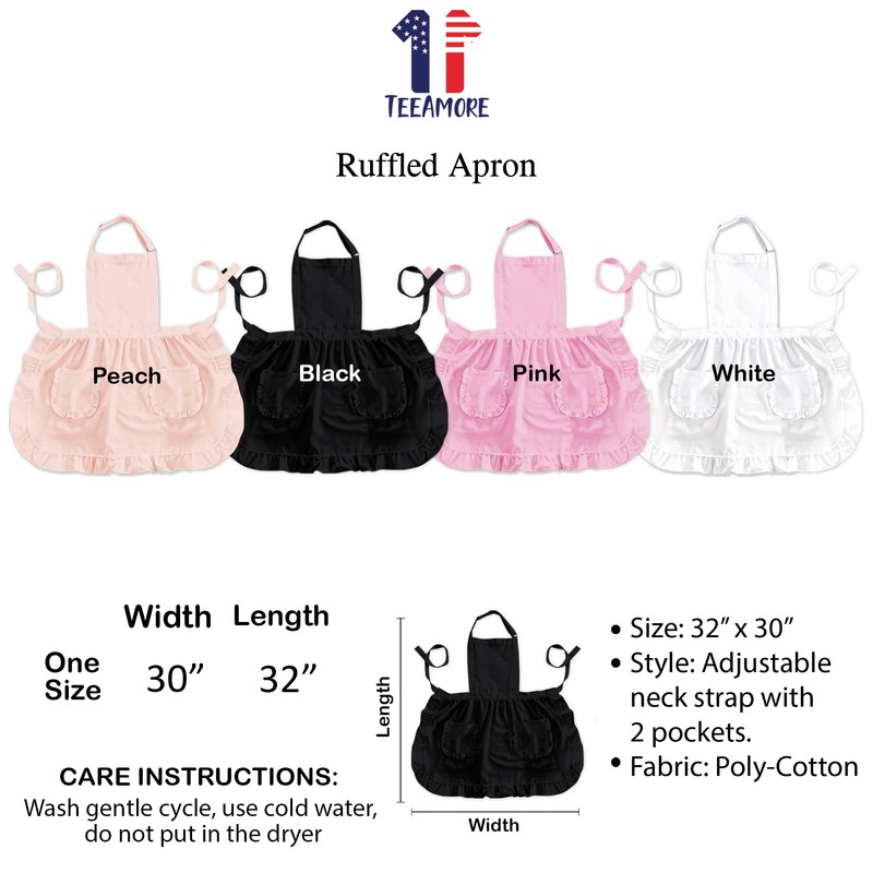 TEEAMORE Custom Ruffle Apron Your Name With Floral Frame Kitchen