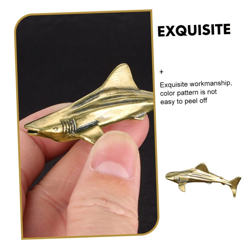 CORHAD Brass Shark Adornment Compact Desktop Decor Sturdy and Sturdy