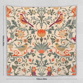 ZhiRain - Tapiz clásico para colgar en la pared William Morris Art Retro Bird Flower Nature Floral Pattern Tapices decoración del hogar para sala de estar, recámara, departamento, recámara de granja,