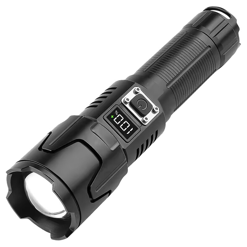 LED Flashlight USB Rechargeable Digital 120000lm High Luminous Flux Ultra