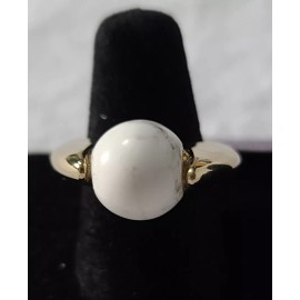 capwell Gold Tone Ring With White And Gray Spherical Stone Size 5 J4-601
