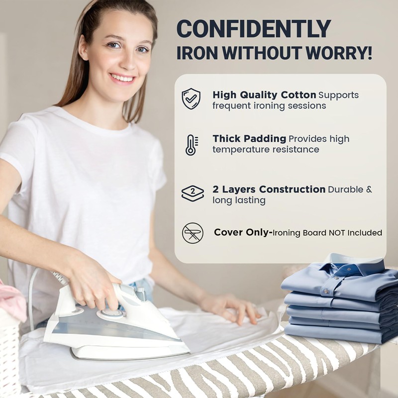 UniSimp Ironing Board Cover and Pad 18"x49" Extra Thick Natural