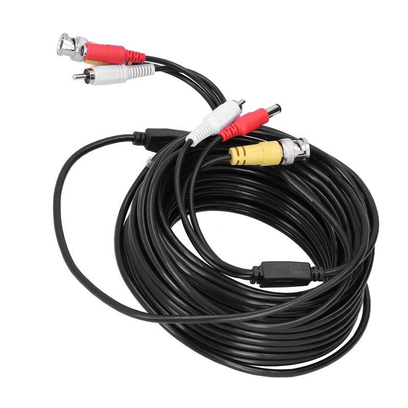 Portable CCTV Cable 3-In 1 Video Audio Power Cord BNC+RCA+DC