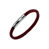 KunBead Braided Mens Red Leather Bracelets for Women with Stainless