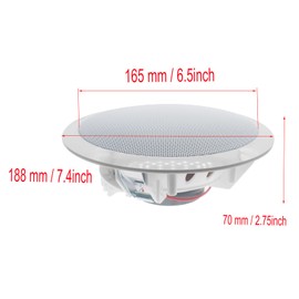 SYCZIOHU 1Pcs 2 Way in Ceiling Round Speaker 6" Flush Mount Passive Wired Speakers for Bathroom Kitchen Living Room Office (Impedance Input: 8 Ω 12~24 V)