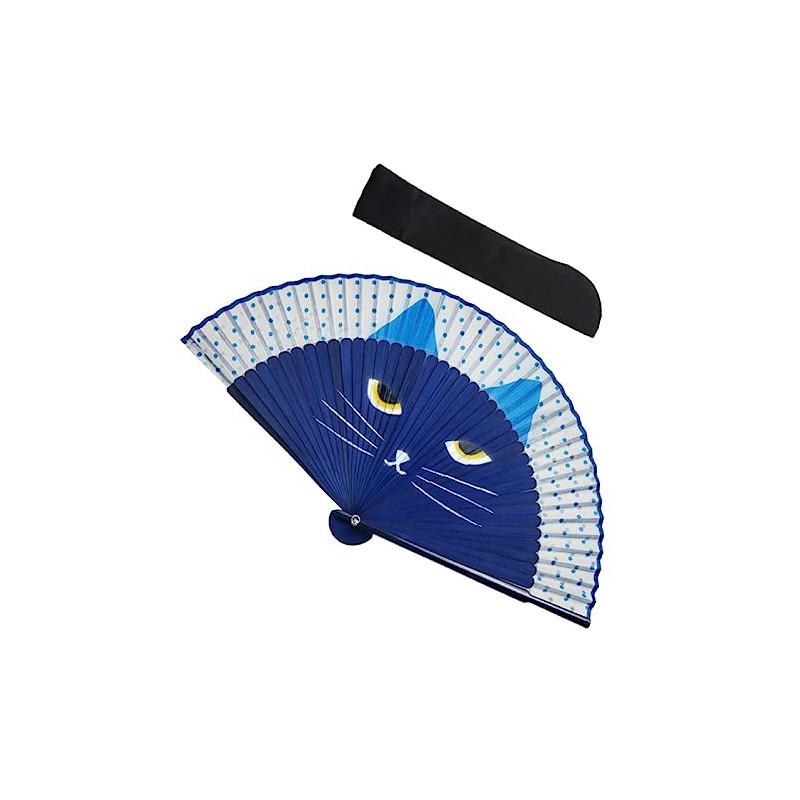 Women's Folding Fan, Cute, Cat Face, Stylish, Modern Cat Design,