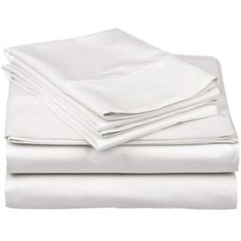 Pure 1000 Thread Count Egyptian Cotton- Sateen Weave- Olympic Queen(66" X 80") White Sheet Set - 4 Piece 14"-18" Inches Standard Drop Length Elastic Bounded