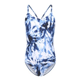 Girls One Piece Swimsuits Hawaiian Floral Bathing Suit for Kids Tie Dye Swimwear Blue Size 8/7-8 Years