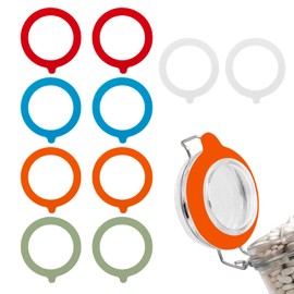 Bewudy 10Pcs Rubber Seals for Glass Jars, Replacement Silicone Jar Gaskets for Clip Top Storage Jars, Silicone Gasket Replacement for Mason Jars, Leak Proof Jar Seal Accessories (5 Colors)