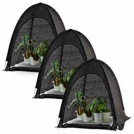 Porayhut Pop up Sunshade Cloth Pack of 3,Easy Open Crop Shade Net UV Resisitant Plant 80% Sunblock Net for Mini Flower Pot with Stakes