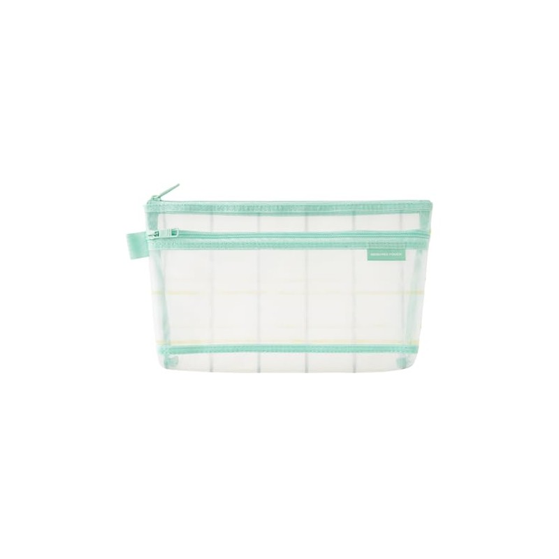 Midori 41850006 Pen Pouch, Mesh, Checkered Pattern, Green