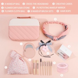 FIRSTXU Luxury Makeup Box Gift Set - Perfect for Women Christmas Birthday Gifts, Travel Gifts, and Self-Care Gifts for Mom Daughter Friend Wife Girlfriend (Pink)