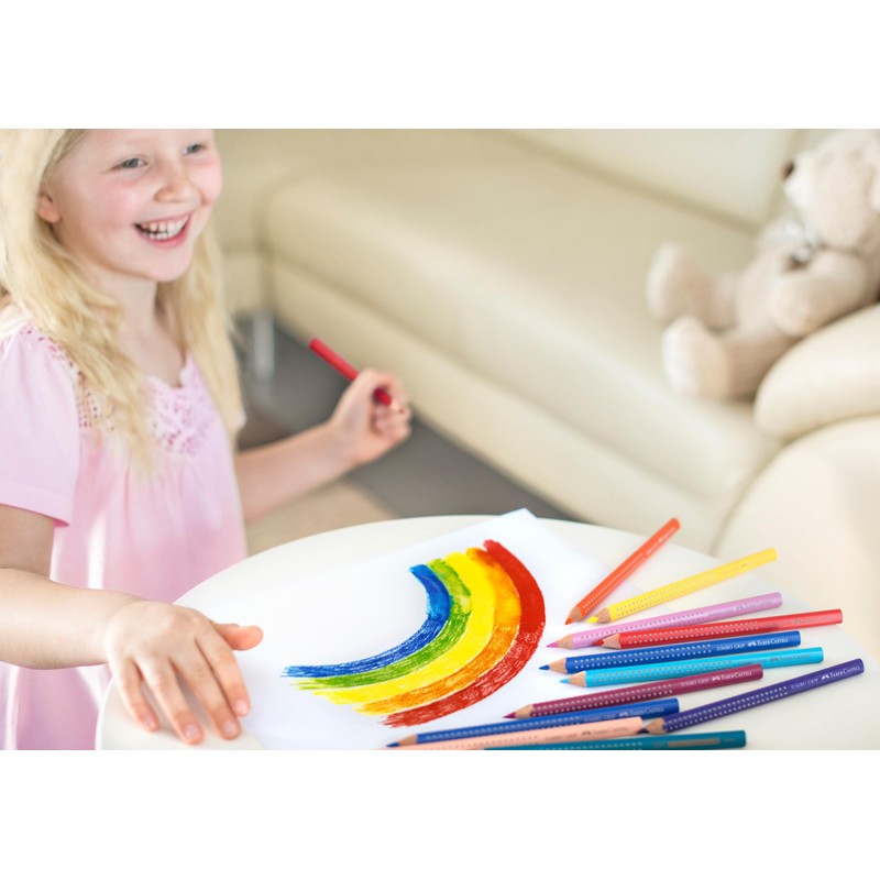 FABER-CASTELL 280922 Jumbo Colouring Pencils Set, 10 Pieces, Shatterproof, for