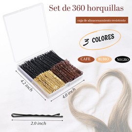 Triko Paquete de 360 Horquillas para Cabello, Pasadores para Cabello Castaño, Rubio y Negro de 2 Pulgadas, Sujeción Segura de Alta Calidad, con Caja de Almacenamiento para Mujeres y Niñas