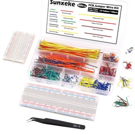 Sunxeke 560Pcs Breadboard and Jumper Wire kit PCB Circuit Board Assortment,14 Different Lengths Breadboard Jumper Wires with Breadboard and Tweezers,Suitable for Electrical DIY Experiments