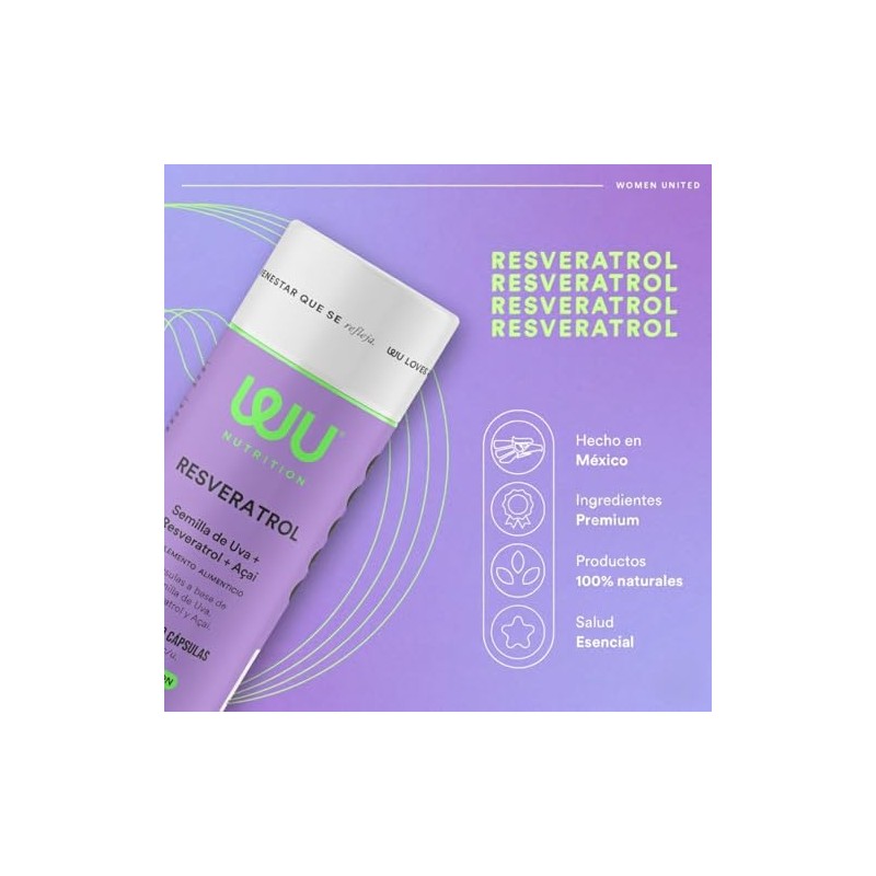 Nutrition Resveratrol Semilla Uva Acaí Berry Antioxidante 120 Cápsulas Meses