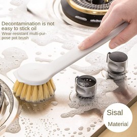 Washing Up Brush, Cleaning Brush, Scrubbing Brush, Kitchen Brush, Dish Brush, Cleaning with Handle, Pack of 2, White