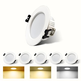 Arotelicht 5 W LED Recessed Spotlight, Flat, 230 V, 6 LED Spotlights, Dimmable, Warm White, Neutral White, Cool White, IP20 Recessed Spotlights, Diameter 75-80 mm, LED Ceiling Spotlights, Ceiling