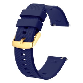 BISONSTRAP Correa de reloj de 18 mm, 19 mm, 20 mm, 21 mm, 22 mm, correas de silicona de liberación rápida para hombres y mujeres, Dark Blue Gold Buckle, 20mm, Deporte