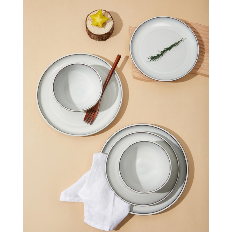 Pokini Santorini Mist Terracotta Reactive Glaze Plates and Bowls Sets,