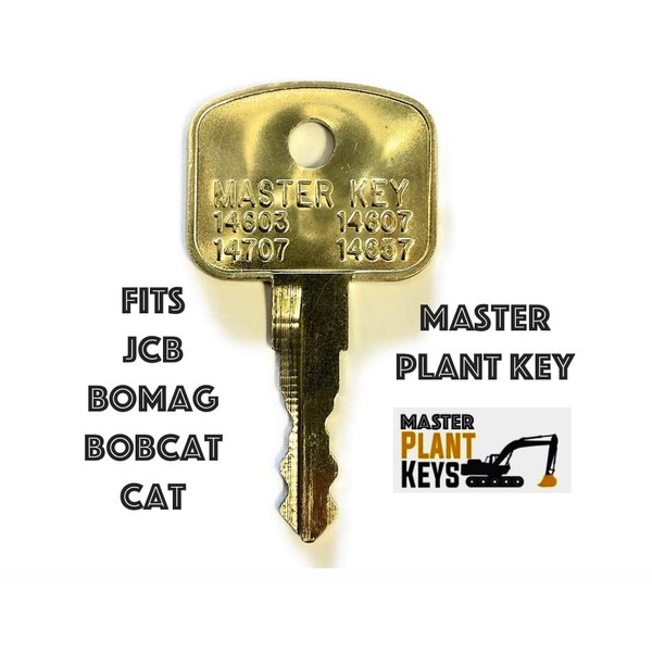 Bomag, JCB Master Plant Key for Ignition Switch Construction/Agricultural Machinery - Excavators - Diggers - Dumper Trucks - Tractors - Telehandlers - Forklifts – Rollers - Dozers - Plant Tools