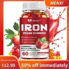 MENXI Iron Gummies - with Vitamin C - Energy and Immune Support Hemoglobin Production