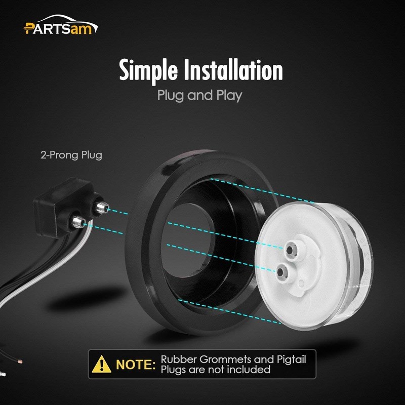 Partsam 2 Pcs 2.5" Round Amber 13 LED Side Marker